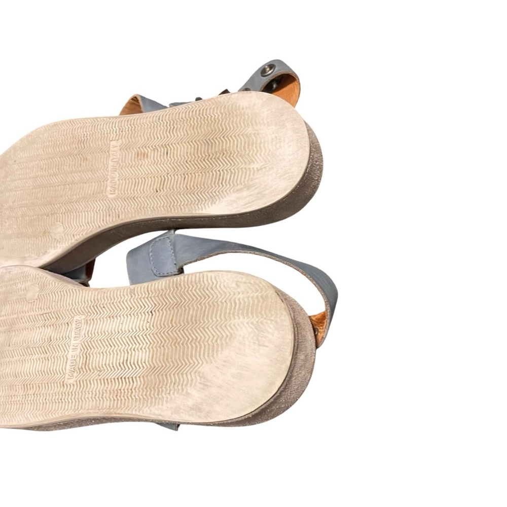 Aquatalia Ash Blue Leather Ankle Strap Wedge Sandal Women's Size 9‎ Comfortable - Picture 11 of 16